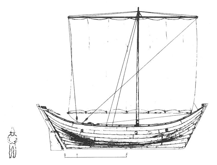 Avafjärdsskeppet - Rekonstruktionsförslag ritat av Seth Jansson; Skellefteå museum