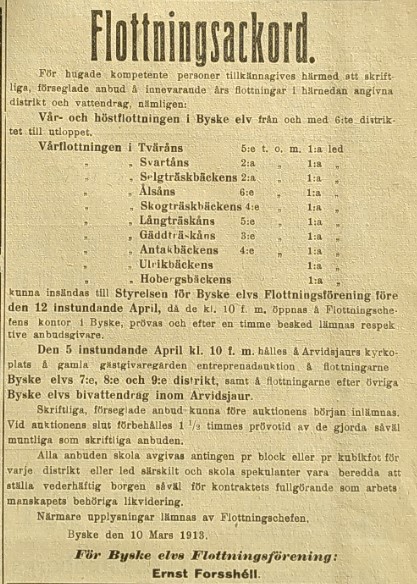 Flottningsackord. Norra Västerbotten 1913 03 17.